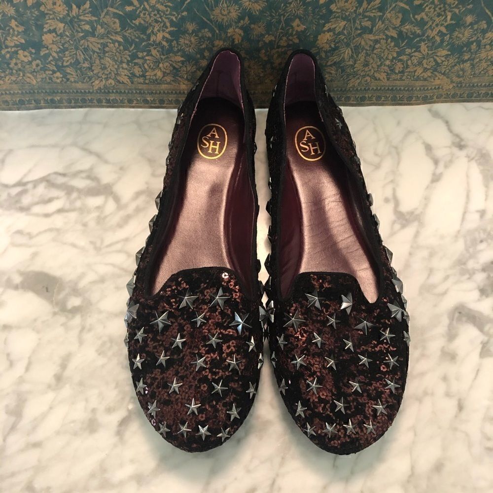ASH Sequin Star Studded Sequins Loafers